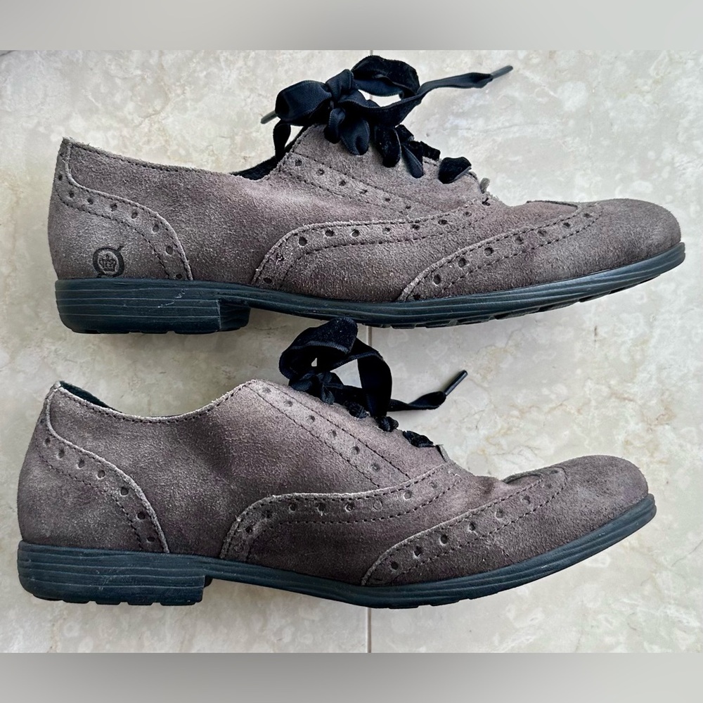 Born Men's Dark Gray Suede Oxfords